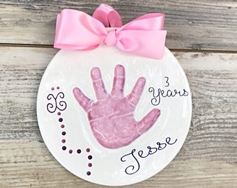 Personalized Baby Footprint Decor - Personalized Foot Art - Babys First Handprint Keepsake - Custom Baby Heirloom - Infant Keepsake - Babies