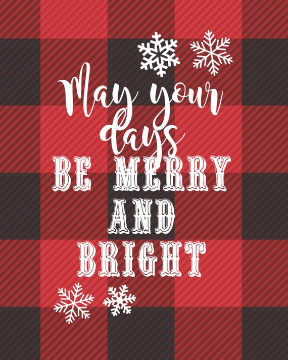 May Your Days Be Merry And Bright 8x10 Plaid Holiday Digital