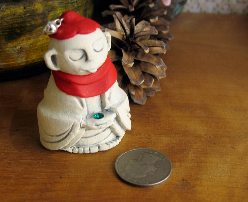 Handmade Miniature Onegai Jizo Statue Wish Granting Jizo