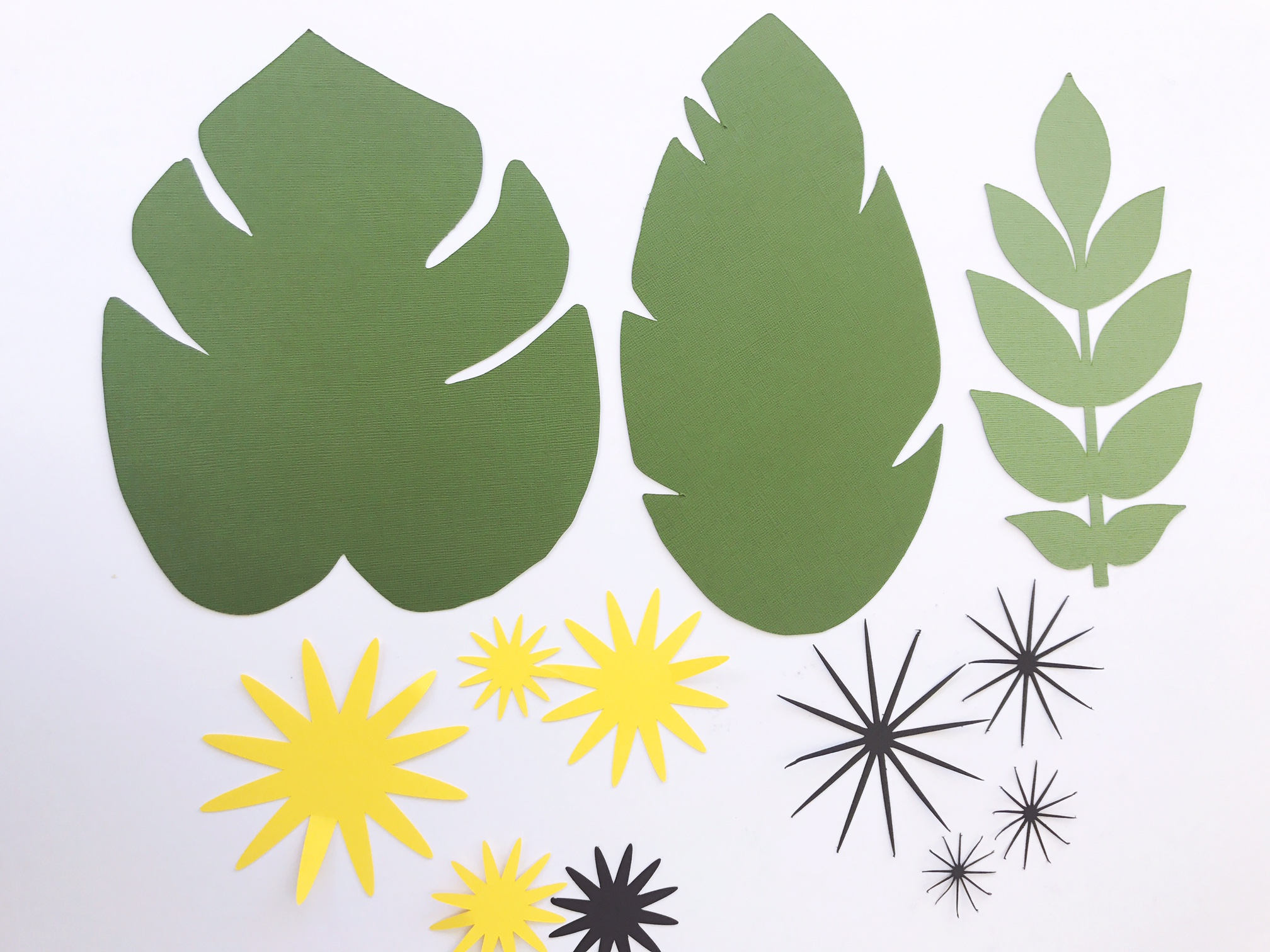 Paper leaf template paper flower centers DIY tropical paper