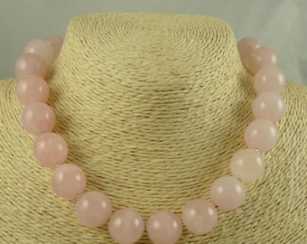 Rose Quartz Sphere Necklace, Sterling Silver, Wilma Flintstone