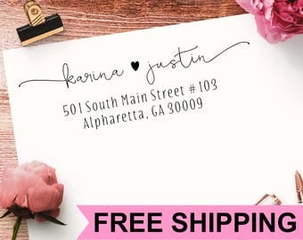 Return Address Stamp Self Ink, Custom Address Stamp, Wedding Stamp, Return Address Labels, RSVP Address Stamp, Calligraphy Stamp BELN2770