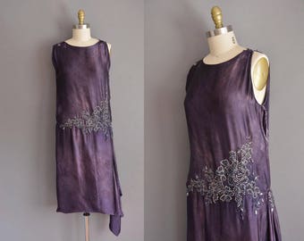 vintage 1920s dress. antique 20s soft silk rhinestone beaded vintage flapper dress