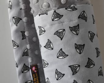 Baby Boy Infant Toddler Minky XLARGE Snuggle Blanket, Grey Gray Fox and Grey Minky