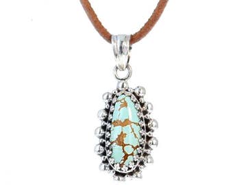 TURQUOISE #8 MINE PENDANT Necklace Teardrop #2 NewWorldGems