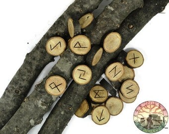 Silver Leaf Oak wood Rune Set Elder Futhark with Manual & Pouch Hand Carved