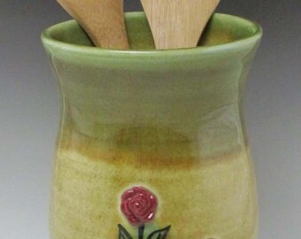 Red Rose Utensil Holder