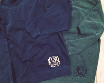 FREE MONOGRAM Comfort Colors Unisex Fit Monogram, Long Sleeve Sweatshirt, Sweatshirt, Comfort Colors Sweatshirt