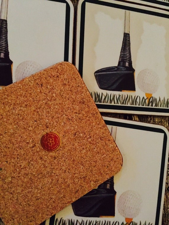 Vintage Golf Coasters Sport Theme Set of 6 Pimpernel Made In
