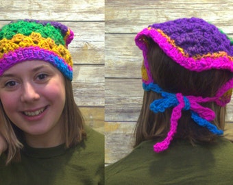 Boho Crochet Kerchief - Gypsy Headwrap - Hippie Crochet Kerchief - Boho Headwrap - Eco Friendly- Crochet Headband - Handcrafted