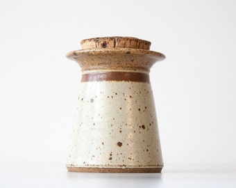 Vintage Modern Rustic Stoneware Pottery Stash Jar