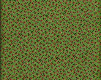 Vintage Green Calico Fabric 1 yard