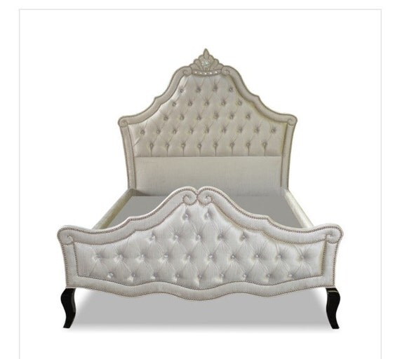 Crystal Rhinestone Tufted Bed Velvet Any Color Size Height