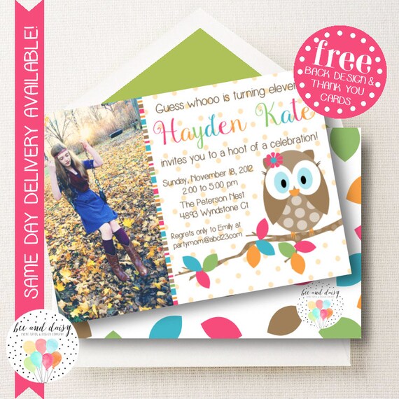 Woodland Owl Invitation, Woodland Owl Birthday Invitation, Woodland Owl Party, Girl First Birthday, Girl Birthday, Owl Photo Invite Il_570xn
