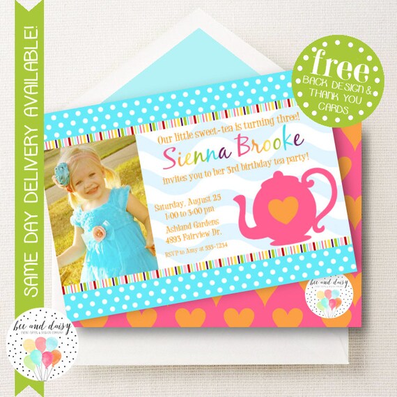 Tea Party Birthday Invitation, Tea Party Invitation, Tea Party Party, Girl First Birthday, Girl Birthday, Printable Tea Party Invite Il_570xn