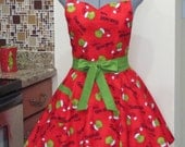 Grinchmas Apron on Red - With a hint of Green - Ready to ship