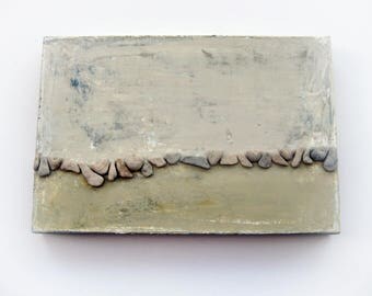 Beach Home decor, Unique wall decor, pebble art, Israeli art, Heart shaped stones, Unique Home Decor, beach house, OOAK 3D Wall decoration