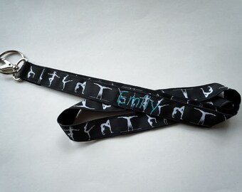 Gymnastics Lanyard Gymnast PERSONALIZED With NAME and Choice of SPORTS Ribbon Design Perfect for Gymnast, Coach, Mom, Athlete, Sports Fans