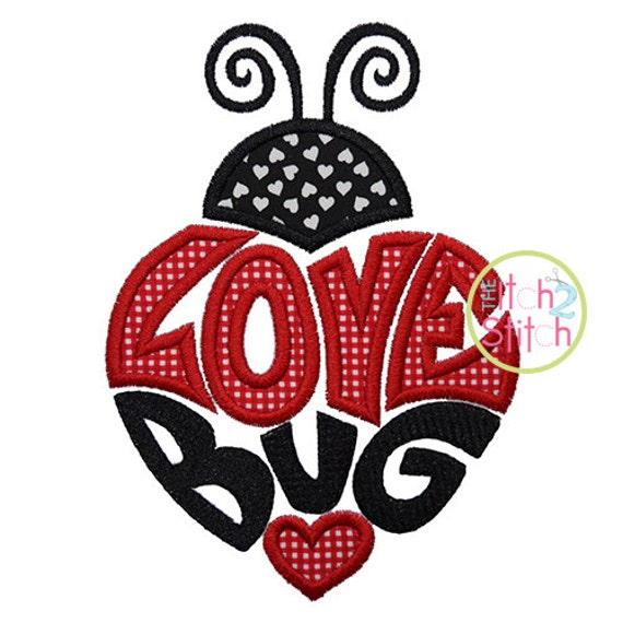 Love Bug Ladybug 2 Applique Design For Machine Embroidery