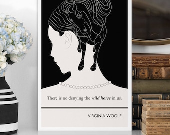 Literary Art Prints, “Virginia Woolf” Quote Minimalist Poster, Large Wall Art Print, Illustration, Literary Gifts, Womens March