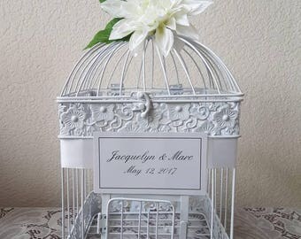Large White Bird Cage-Wedding card holder