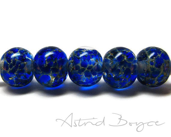 Intensity Lampwork Glass Beads - Silver and Intense Blue Glass Transparent High Fashion Color Brilliant Blue Glass- Self-representing Artist