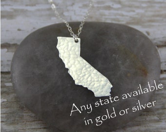 Silver California Necklace - Sterling Silver California State Necklace - California Pendant - Going Away Gift - Bridesmaid Gift