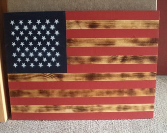 Wooden American Flag Charred Flag Vintage Flag Rustic