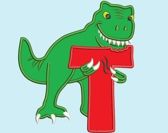T-rex dinosaur Birthday Letter Custom Letter, only one any letter to choose from the set Birthday outfit designs for hoops 4x4, 5x7, 6x10
