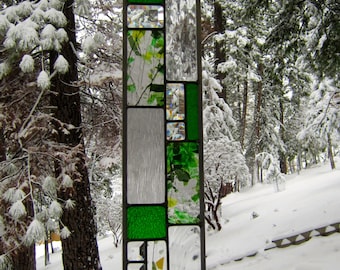 Green Stained Glass Art Strip/Transom