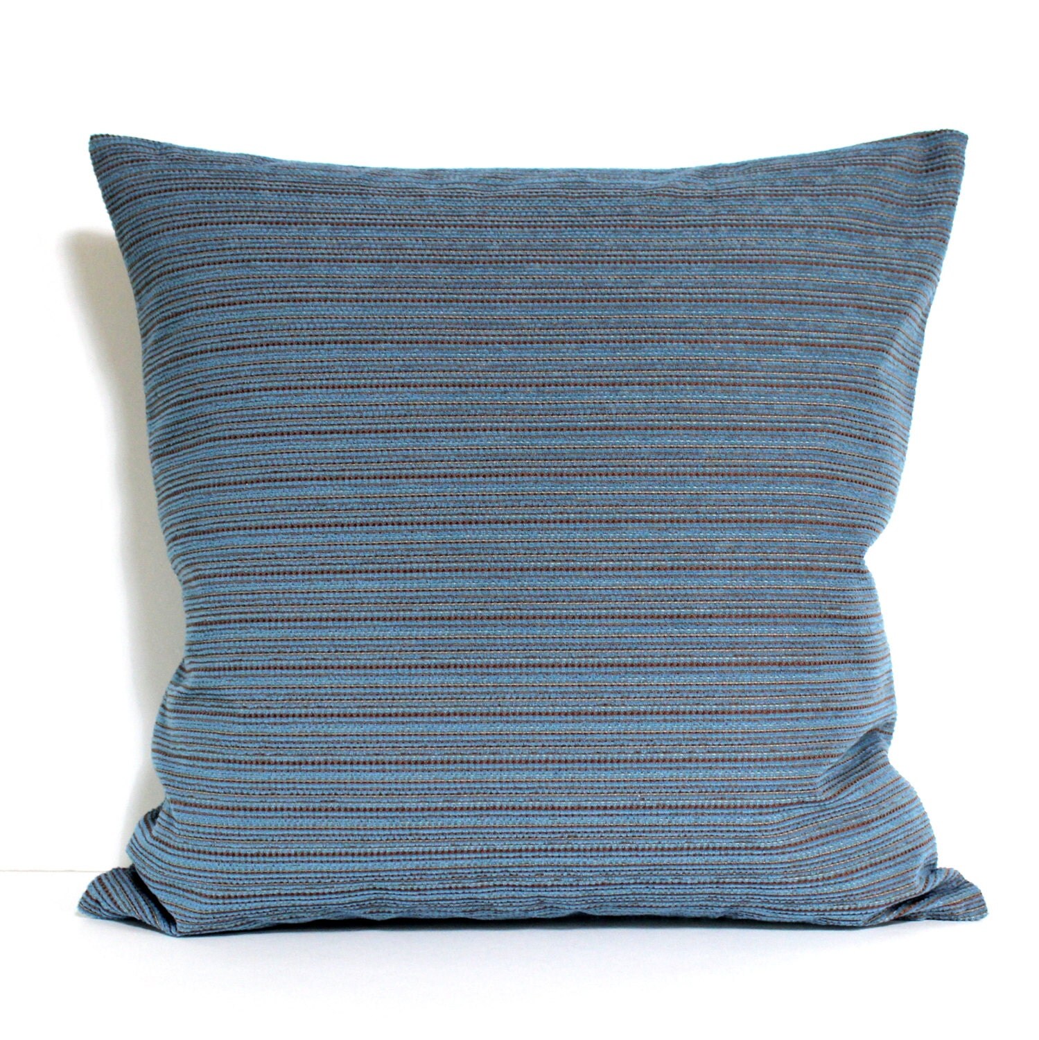 Turquoise Pillow Cover 18x18 Chenille Stripe Textured