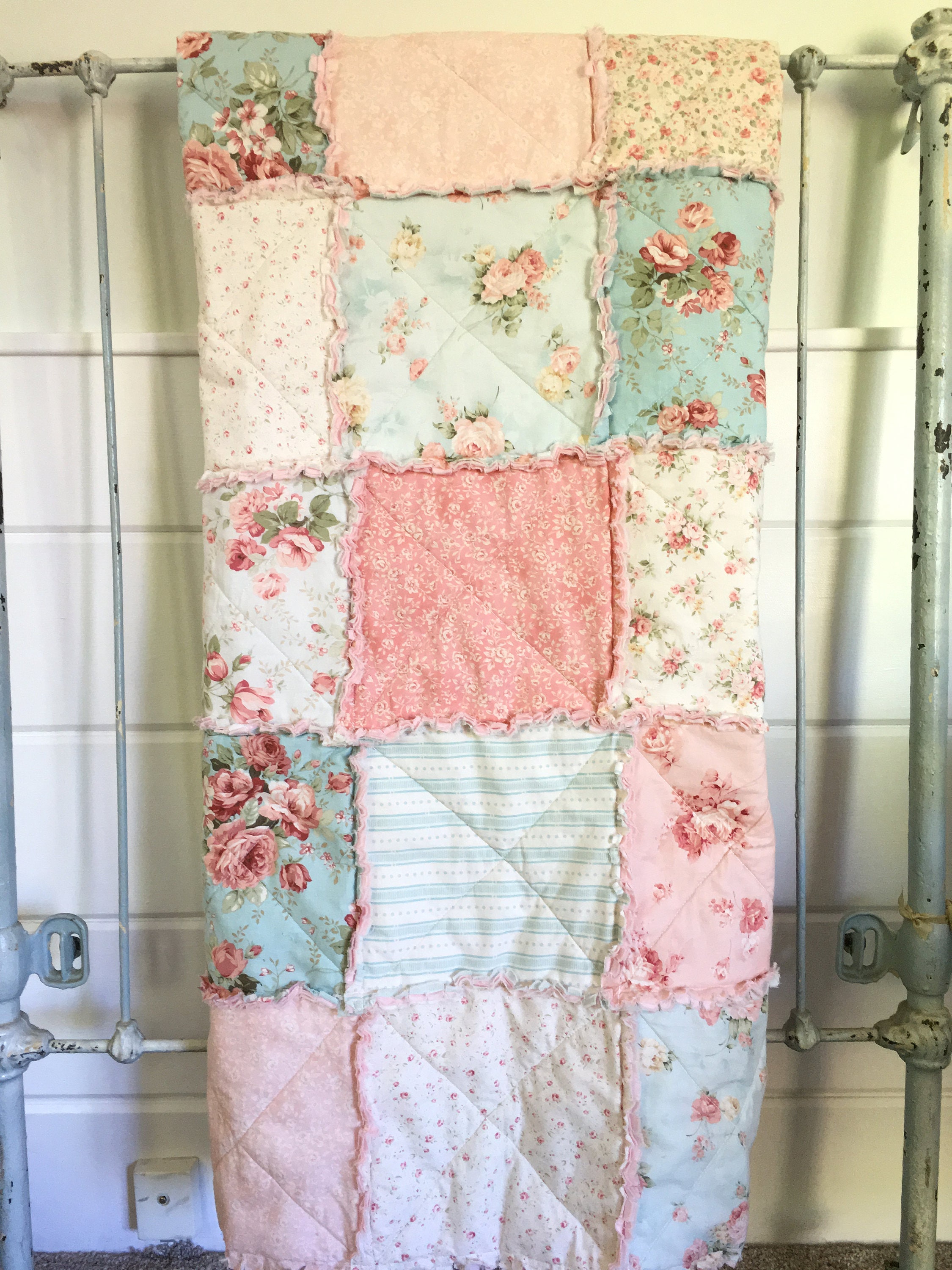 Crib Quilt Rag Quilt Baby Girl Crib Bedding Shabby Chic