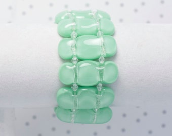 Bracelet en verre fusionné vert menthe