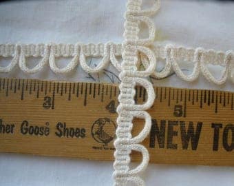 Ecru Cotton loop trim 1/2" wide BTY button loop braid natural non elastic bridal costume home decor embellish doll clothes gimp boho