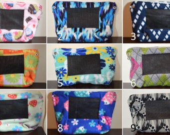 Large Fleece Bonding Pouch Purse with Screen and Adjustable Strap for Hedgehog, Rat, Sugar Gliders or Small Pet