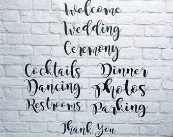 Wedding Signs DIY Vinyl Decals Set of 10 Custom Sizing Available