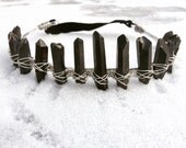 The Queen of Spades Crown, Raw quartz crown, black quartz crown, raw crystal crown, crystal headpieces, mermaid crown, black crystal