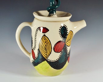 Handmade Ceramic Teapot, Wheel thrown teapot, Unique Teapot