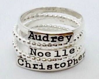 Stackable Name Ring - Hand Stamped Mothers Ring - Personalized Rings - Mother's Day - The Charmed Wife - Gift for Her - Mother's Day - Mom