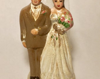 Vintage Reproduction Wedding Cake Topper Bride and Groom