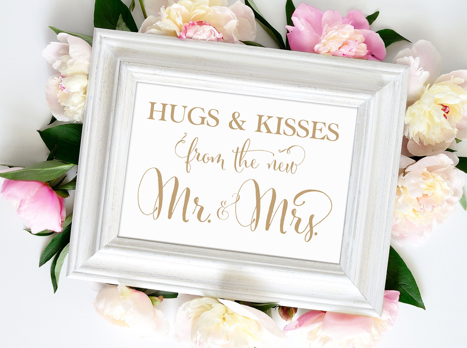 Download Hugs & Kisses from the new Mr and Mrs Sign 5 x 7 Sign DIY