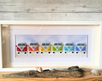 Camper van, Fused Glass Art, Rainbow Camper Van, Rainbow Glass, Campervan Decor, Campervan Art, , Beach Decor, Seaside Decor, Camper van