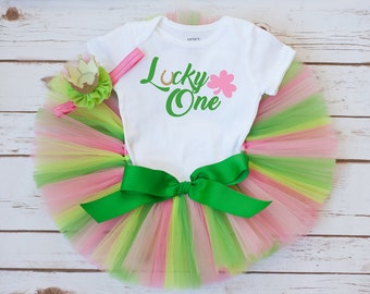 Lucky one first birthday "Lucky" St Patricks day birthday St Patricks Day baby outfit St Pattys Day outfit girls first birthday one outfit