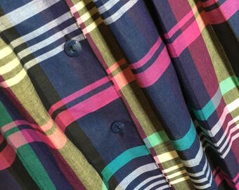 Vintage cotton exotic madras skirt summer Large