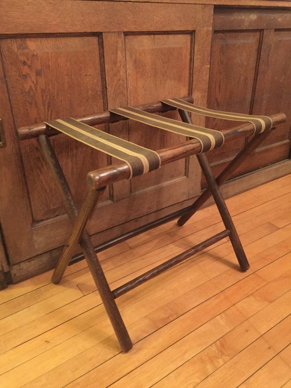 Vintage Oak Wood Luggage Rack Luggage Stand Suitcase Stand
