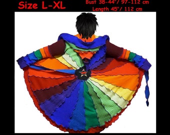 eLF sWEATER, size L, size XL, elf cOAT, pixie, women hoodie, costume, sweater, patchwork coat, rainbow coat, dream coat