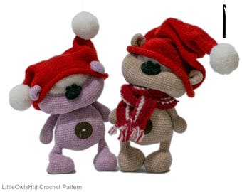 139 Crochet Pattern - Cute Bear Cookie with Knitted hats - Amigurumi soft toy PDF file by Pertseva Etsy