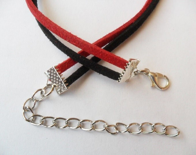 Double suede choker/ double wrap suede choker/ red and black with a width of 3/8” inch/ pick your neck size/