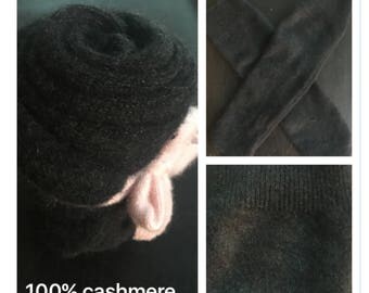 100% cashmere black rice socks (short/women)