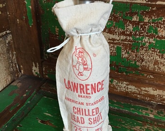 Vintage red and off white lead shot wine bags